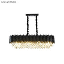 GobekUsa Crystal Prism Island Lamp with 6 Bulbs, Black Rectangle Pendant - Contemporary Design