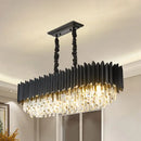 GobekUsa Crystal Prism Island Lamp with 6 Bulbs, Black Rectangle Pendant - Contemporary Design