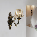 GobekUsa Contemporary Wall-mounted Black and Gold Conic Crystal Prism Sconce Light with 1 Bulb