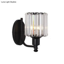 GobekUsa Cylinder Crystal Rectangle Wall Sconce - Contemporary Bedroom Light with Black/Gold Backplate