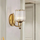 GobekUsa Cylinder Crystal Rectangle Wall Sconce - Contemporary Bedroom Light with Black/Gold Backplate