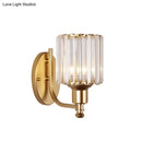 GobekUsa Cylinder Crystal Rectangle Wall Sconce - Contemporary Bedroom Light with Black/Gold Backplate