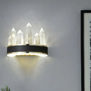 GobekUsa Clear Cut Crystal LED Wall Sconce in Black- Contemporary Wall Mount Lighting for Sitting Room