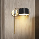 GobekUsa Contemporary Acrylic LED Drum Wall Sconce in Black Finish for Bedroom Lighting