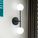 GobekUsa Contemporary Black/Gold Ball Sconce Light - Opal Glass, LED, Flush Mount, 2 Lights