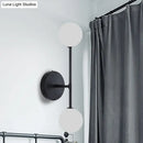 GobekUsa Contemporary Black/Gold Ball Sconce Light - Opal Glass, LED, Flush Mount, 2 Lights