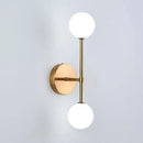 GobekUsa Contemporary Black/Gold Ball Sconce Light - Opal Glass, LED, Flush Mount, 2 Lights