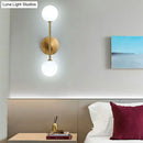 GobekUsa Contemporary Black/Gold Ball Sconce Light - Opal Glass, LED, Flush Mount, 2 Lights