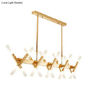 GobekUsa Contemporary Black/Gold Island Pendant Light with Cross Iron Shade - Perfect for Living Room (16/20-Light)