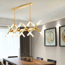 GobekUsa Contemporary Black/Gold Island Pendant Light with Cross Iron Shade - Perfect for Living Room (16/20-Light)