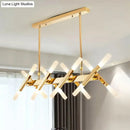 GobekUsa Contemporary Black/Gold Island Pendant Light with Cross Iron Shade - Perfect for Living Room (16/20-Light)