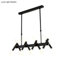 GobekUsa Contemporary Black/Gold Island Pendant Light with Cross Iron Shade - Perfect for Living Room (16/20-Light)