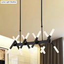 GobekUsa Contemporary Black/Gold Island Pendant Light with Cross Iron Shade - Perfect for Living Room (16/20-Light)