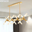 GobekUsa Contemporary Black/Gold Island Pendant Light with Cross Iron Shade - Perfect for Living Room (16/20-Light)