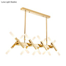 GobekUsa Contemporary Black/Gold Island Pendant Light with Cross Iron Shade - Perfect for Living Room (16/20-Light)