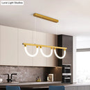 GobekUsa Contemporary Black/Gold Kitchen Island Lamp - Acrylic Semicircle Design (3 Lights)