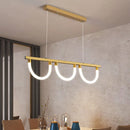 GobekUsa Contemporary Black/Gold Kitchen Island Lamp - Acrylic Semicircle Design (3 Lights)