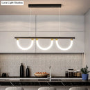 GobekUsa Contemporary Black/Gold Kitchen Island Lamp - Acrylic Semicircle Design (3 Lights)