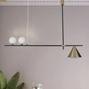 GobekUsa Contemporary Black/Gold Metal Linear Chandelier - Triple Light, Ideal for Islands