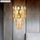 GobekUsa Contemporary Grid Wall Mount Teardrop Crystal Light - 3 Lights - Black/Gold Sconce Lamp Fixture