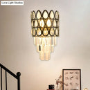 GobekUsa Contemporary Grid Wall Mount Teardrop Crystal Light - 3 Lights - Black/Gold Sconce Lamp Fixture