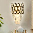 GobekUsa Contemporary Grid Wall Mount Teardrop Crystal Light - 3 Lights - Black/Gold Sconce Lamp Fixture