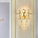 GobekUsa Contemporary Grid Wall Mount Teardrop Crystal Light - 3 Lights - Black/Gold Sconce Lamp Fixture