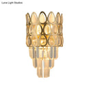 GobekUsa Contemporary Grid Wall Mount Teardrop Crystal Light - 3 Lights - Black/Gold Sconce Lamp Fixture