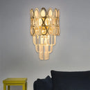 GobekUsa Contemporary Grid Wall Mount Teardrop Crystal Light - 3 Lights - Black/Gold Sconce Lamp Fixture