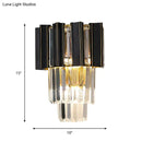 GobekUsa Contemporary Black Box Wall Lamp with 3 Clear Crystal Prisms & Tapered Bulbs
