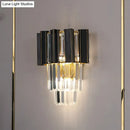 GobekUsa Contemporary Black Box Wall Lamp with 3 Clear Crystal Prisms & Tapered Bulbs