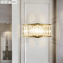 GobekUsa Contemporary Black/Gold Wall Lighting: Clear Crystal Half Cylinder Wall Lamp with 1 Light