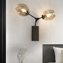 GobekUsa Contemporary Black/Gold Wall Sconce with Oval Amber/Gold/Clear Glass Shade - Elegant Half-Light Wall Mount