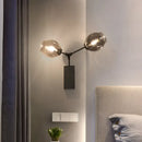 GobekUsa Contemporary Black/Gold Wall Sconce with Oval Amber/Gold/Clear Glass Shade - Elegant Half-Light Wall Mount