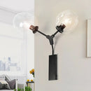 GobekUsa Contemporary Black/Gold Wall Sconce with Oval Amber/Gold/Clear Glass Shade - Elegant Half-Light Wall Mount