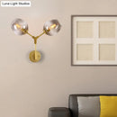 GobekUsa Contemporary Black/Gold Wall Sconce with Oval Amber/Gold/Clear Glass Shade - Elegant Half-Light Wall Mount