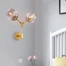 GobekUsa Contemporary Black/Gold Wall Sconce with Oval Amber/Gold/Clear Glass Shade - Elegant Half-Light Wall Mount