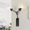 GobekUsa Contemporary Black/Gold Wall Sconce with Oval Amber/Gold/Clear Glass Shade - Elegant Half-Light Wall Mount