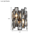 GobekUsa Contemporary Black Half Cylinder Wall Lamp with Clear Crystal Blocks - 2 Lights Wall Mount