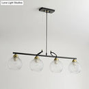 GobekUsa Contemporary Black Hanging Chandelier with Clear/Prismatic Glass, 3/4 Bulbs - Modern Pendant Light Kit for Dining Hall