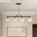 GobekUsa Contemporary Black Hanging Chandelier with Clear/Prismatic Glass, 3/4 Bulbs - Modern Pendant Light Kit for Dining Hall