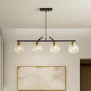 GobekUsa Contemporary Black Hanging Chandelier with Clear/Prismatic Glass, 3/4 Bulbs - Modern Pendant Light Kit for Dining Hall