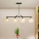 GobekUsa Contemporary Black Hanging Chandelier with Clear/Prismatic Glass, 3/4 Bulbs - Modern Pendant Light Kit for Dining Hall