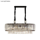 GobekUsa Contemporary Black Hanging Dining Room Island Lamp with Crystal Prisms Shade - 4/6 Heads, 27.5"/35.5" Wide