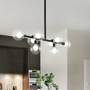 GobekUsa Contemporary Black Kitchen Island Lamp: Sleek 8-Head Hanging Light Kit with Clear Glass Shade