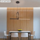 GobekUsa Contemporary Black LED Ceiling Light with Metal Ring and Linear Island Design for Dining Room