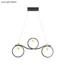 GobekUsa Contemporary Black Metal LED Pendant Light with Symmetrical Rings - Island Ceiling Lighting
