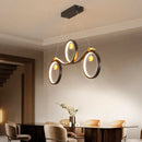 GobekUsa Contemporary Black Metal LED Pendant Light with Symmetrical Rings - Island Ceiling Lighting