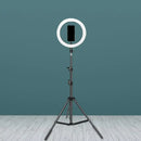 GobekUsa Contemporary Metal Round Make-Up Light with USB Port, LED Fill Flash Lamp - Black, 63"/75" Long