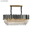 GobekUsa Contemporary Black Prismatic Crystal Oval Island Pendant Light Fixture for Dining Room